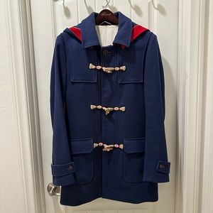 Men’s Red and Blue Trench Coat
